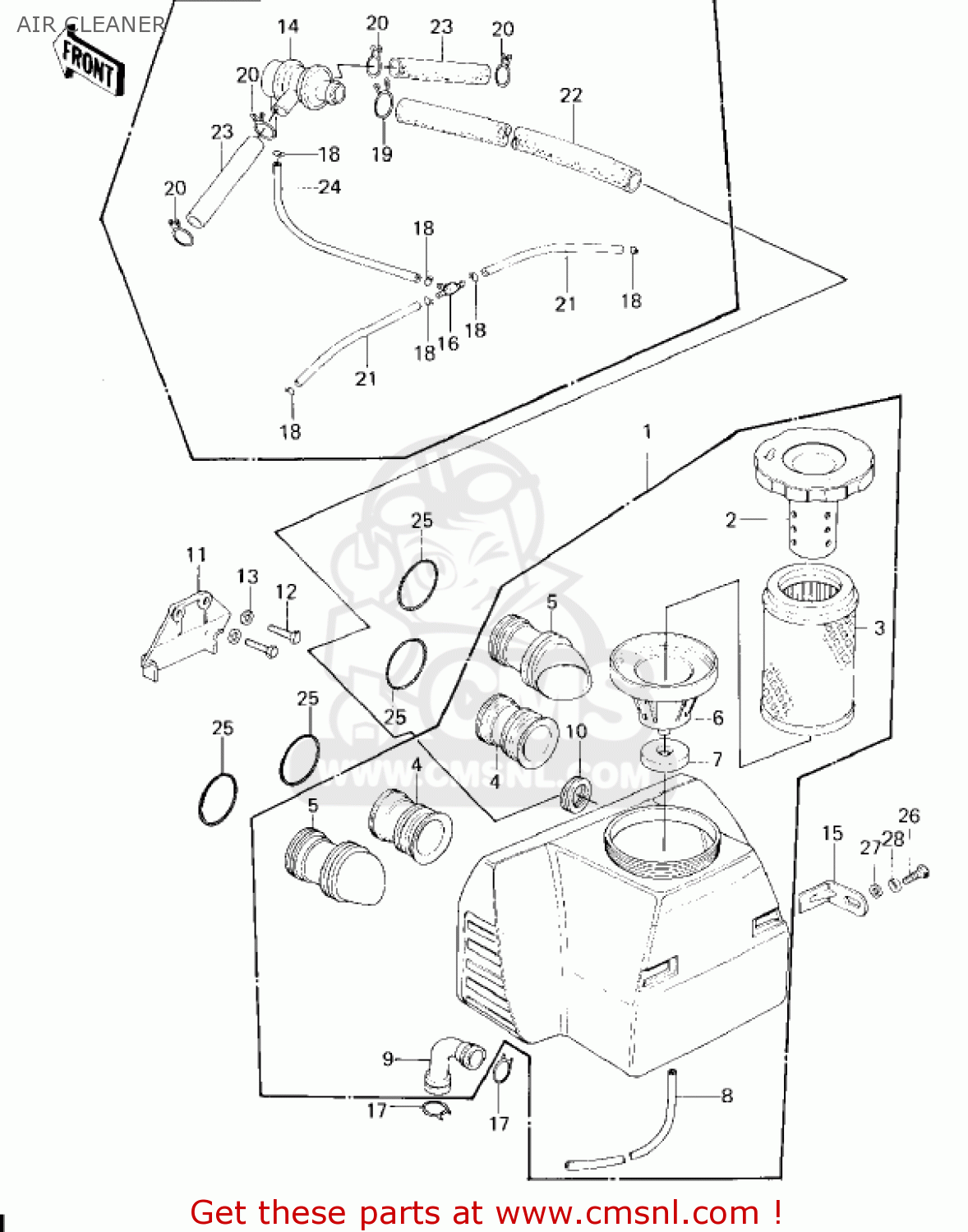 AIR CLEANER KZ650F1 1980 USA CANADA