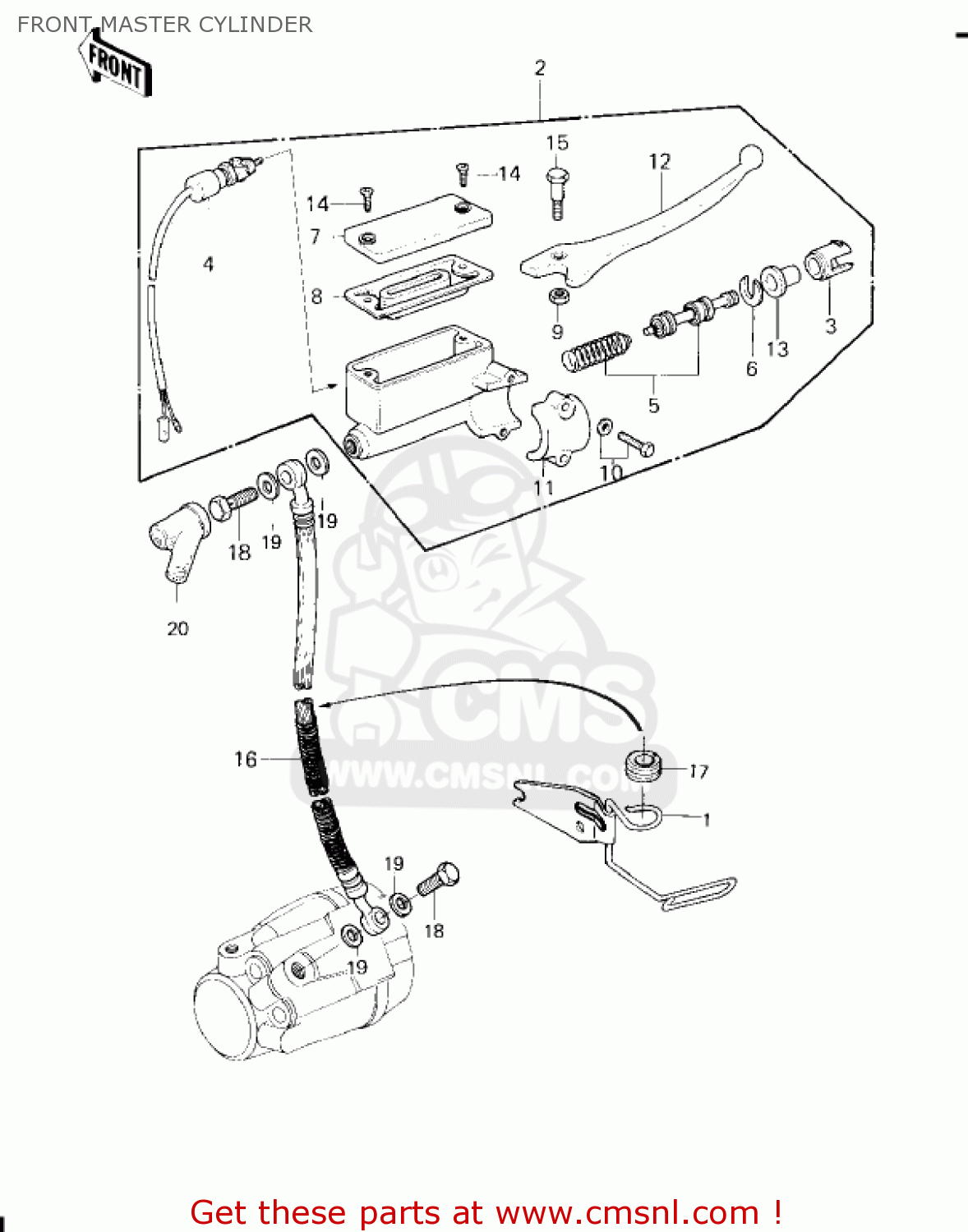 FRONT MASTER CYLINDER KZ650F1 1980 USA CANADA