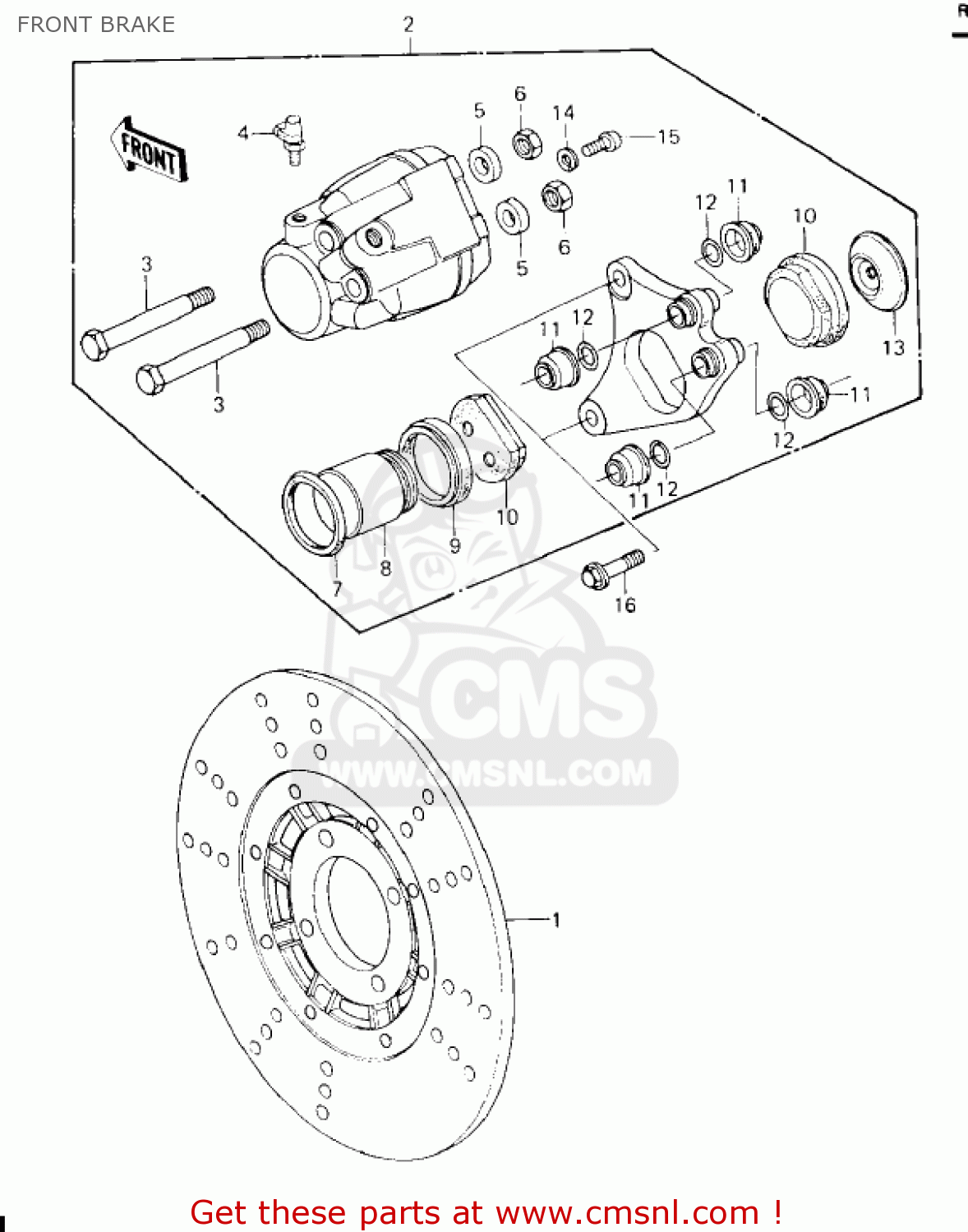 FRONT BRAKE KZ650F1 1980 USA CANADA