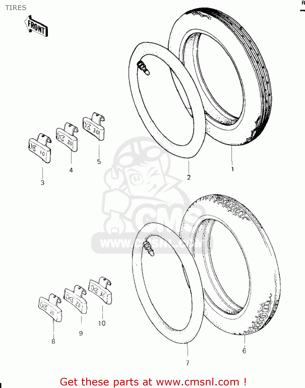TIRES KZ650F1 1980 USA CANADA