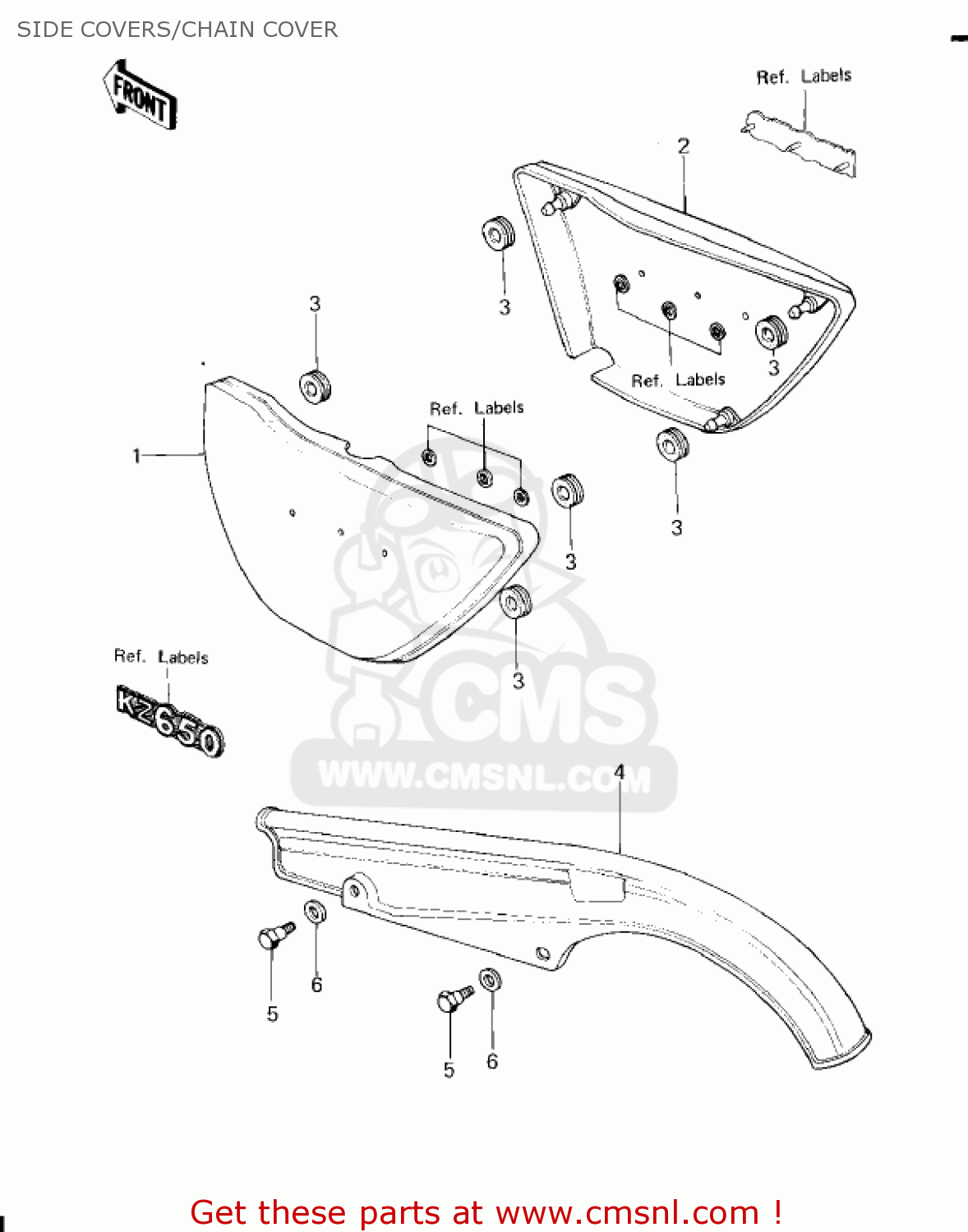 SIDE COVERS/CHAIN COVER KZ650F1 1980 USA CANADA