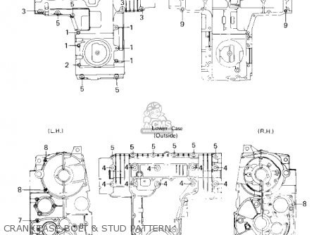 CRANKCASE BOLT & STUD PATTERN - KZ650F1 1980 USA CANADA
