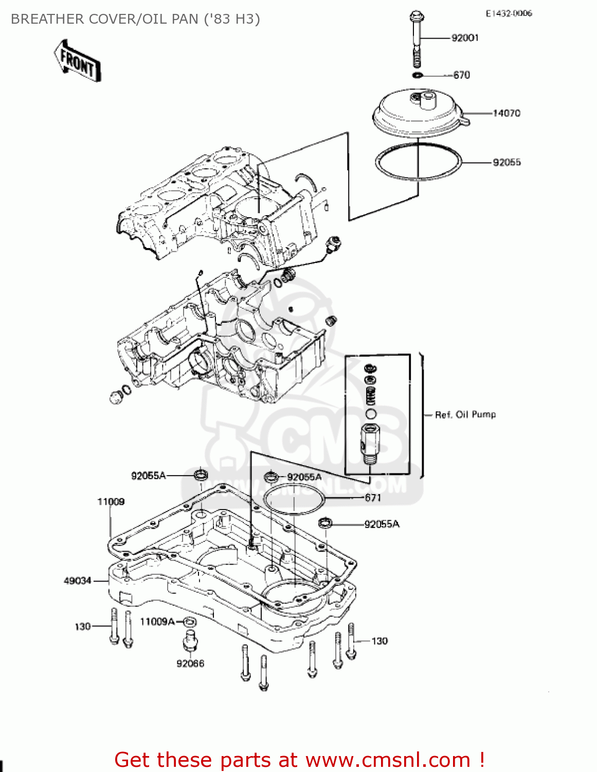 BREATHER COVER/OIL PAN ('83 H3) KZ650H2 CSR 1982 USA CANADA