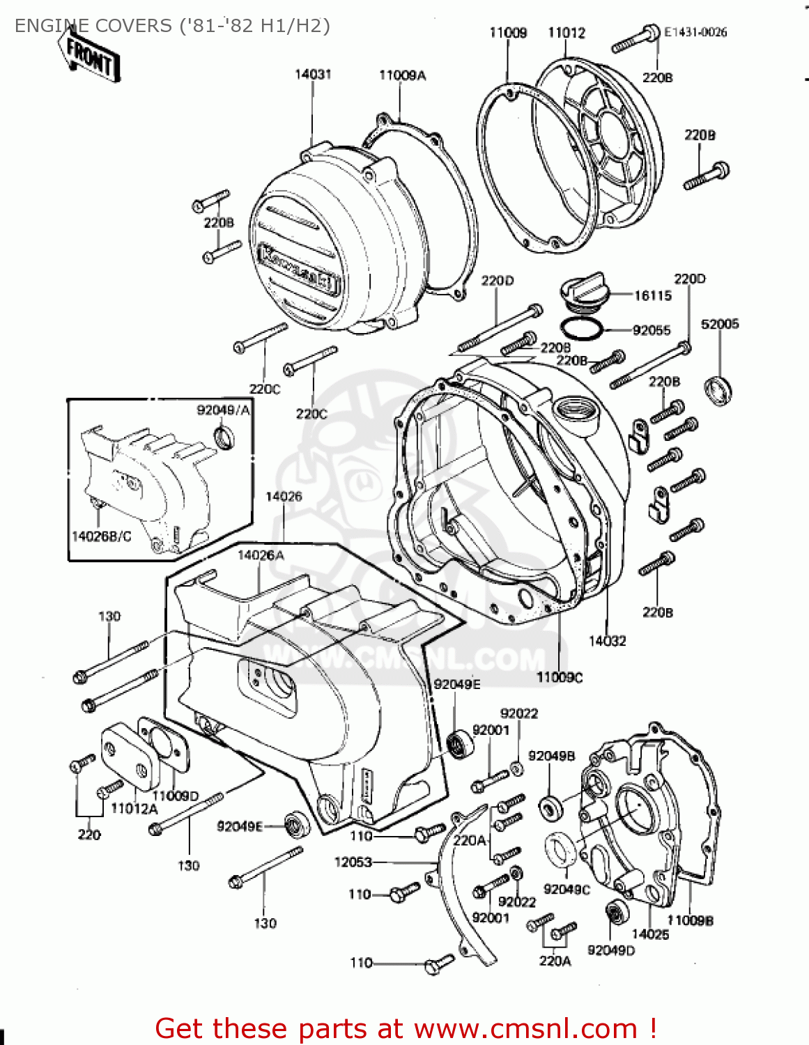 ENGINE COVERS ('81-'82 H1/H2) KZ650H2 CSR 1982 USA CANADA