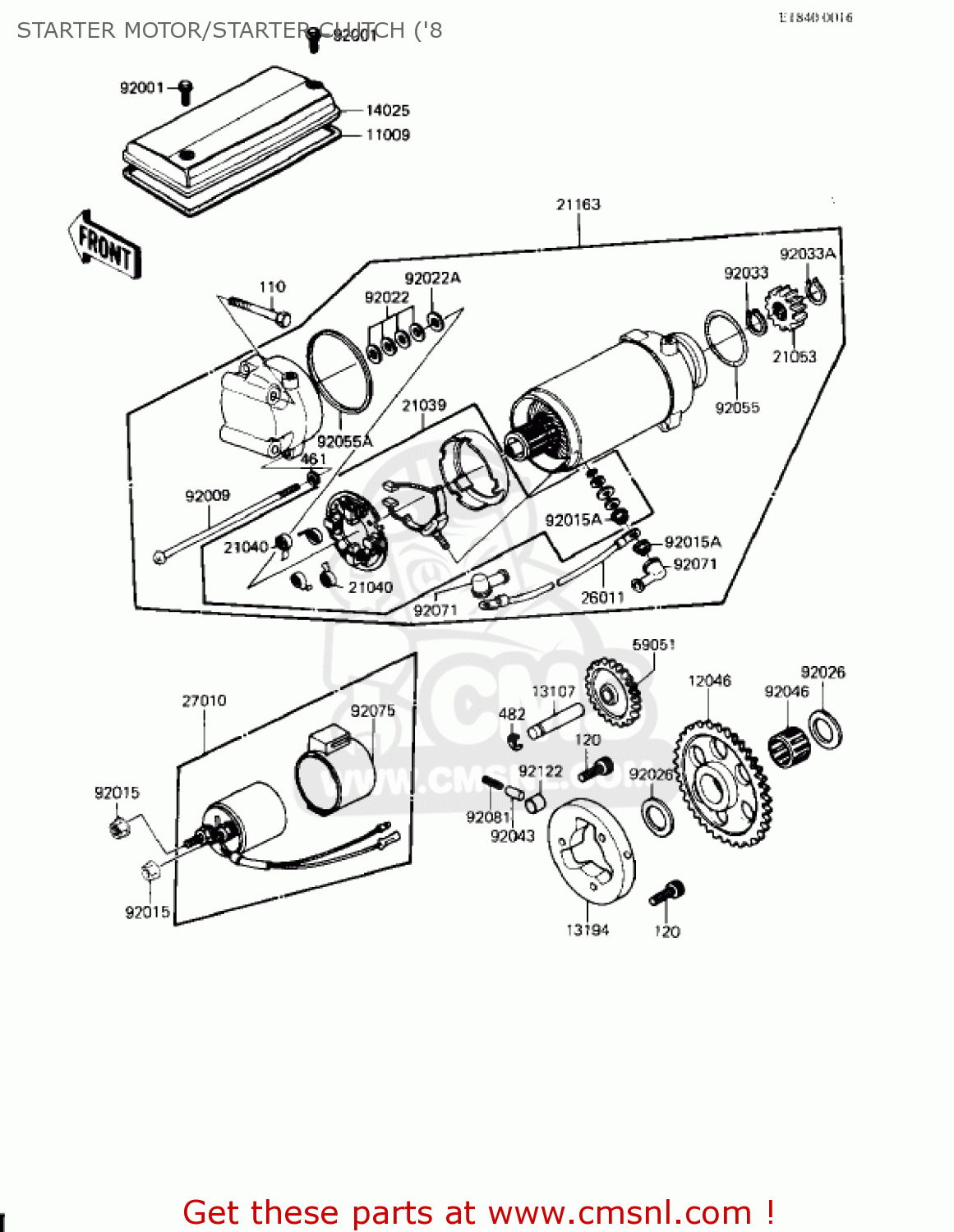 STARTER MOTOR/STARTER CLUTCH ('8 KZ650H2 CSR 1982 USA CANADA