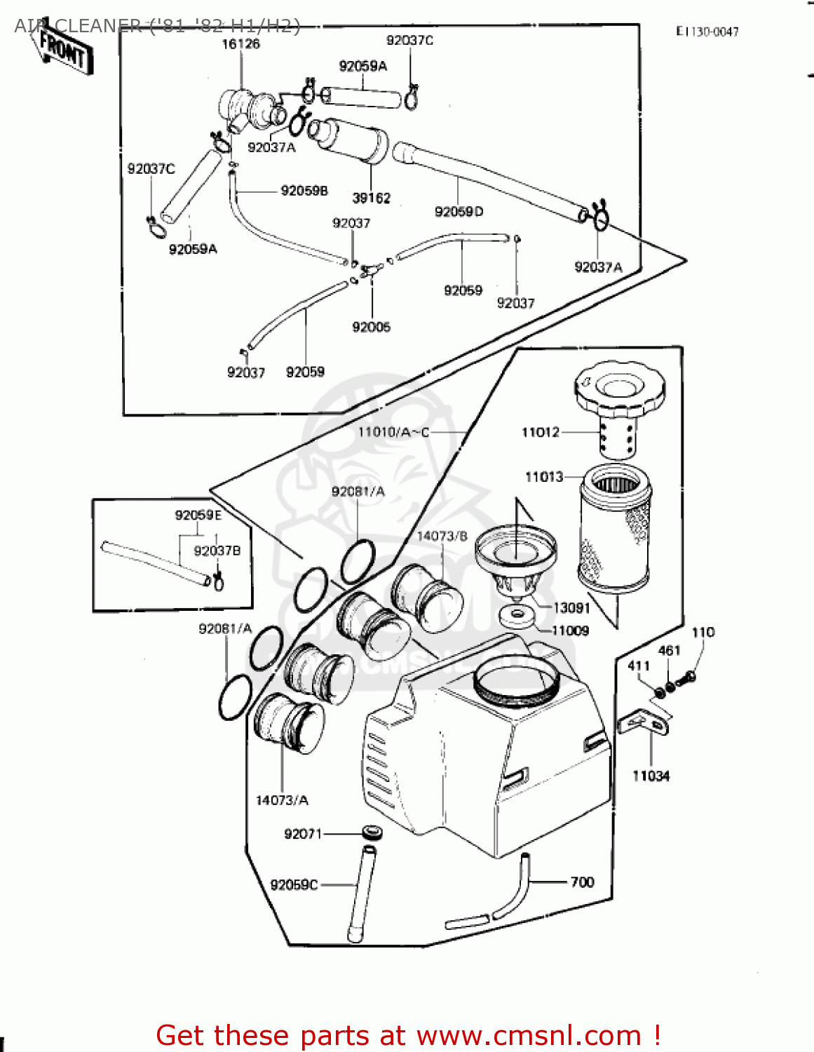 AIR CLEANER ('81-'82 H1/H2) KZ650H2 CSR 1982 USA CANADA