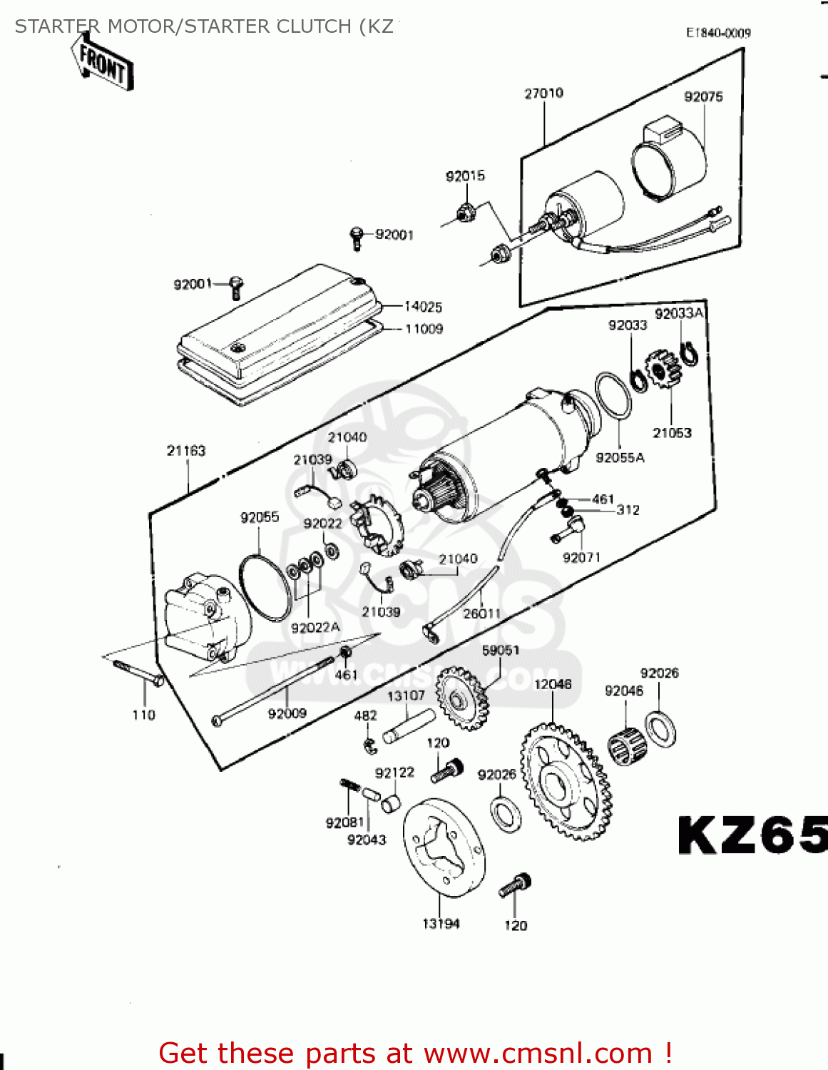STARTER MOTOR/STARTER CLUTCH (KZ KZ650H2 CSR 1982 USA CANADA
