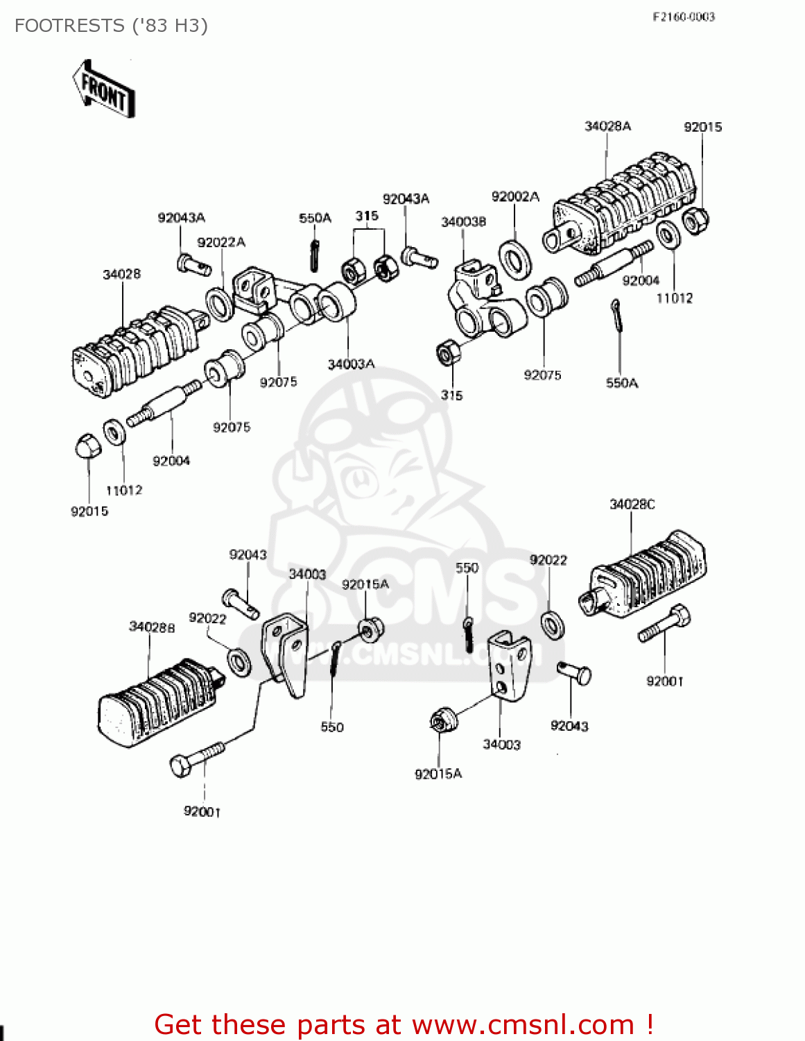 FOOTRESTS ('83 H3) KZ650H2 CSR 1982 USA CANADA