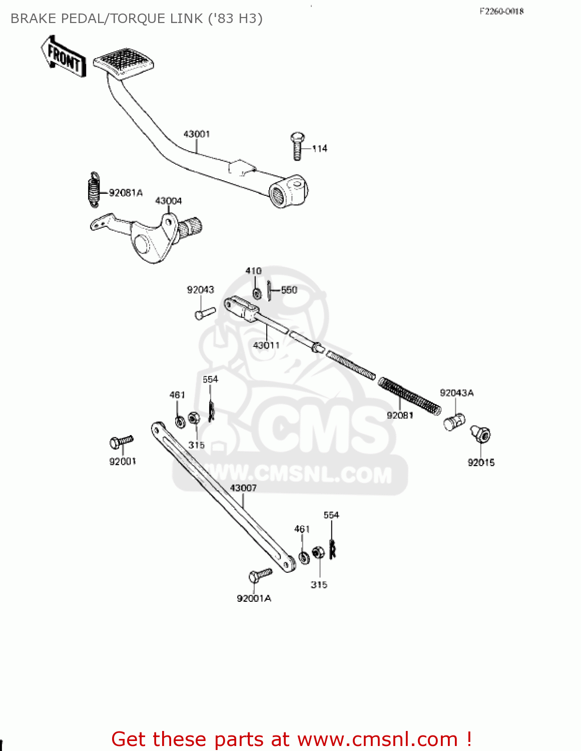 BRAKE PEDAL/TORQUE LINK ('83 H3) KZ650H2 CSR 1982 USA CANADA