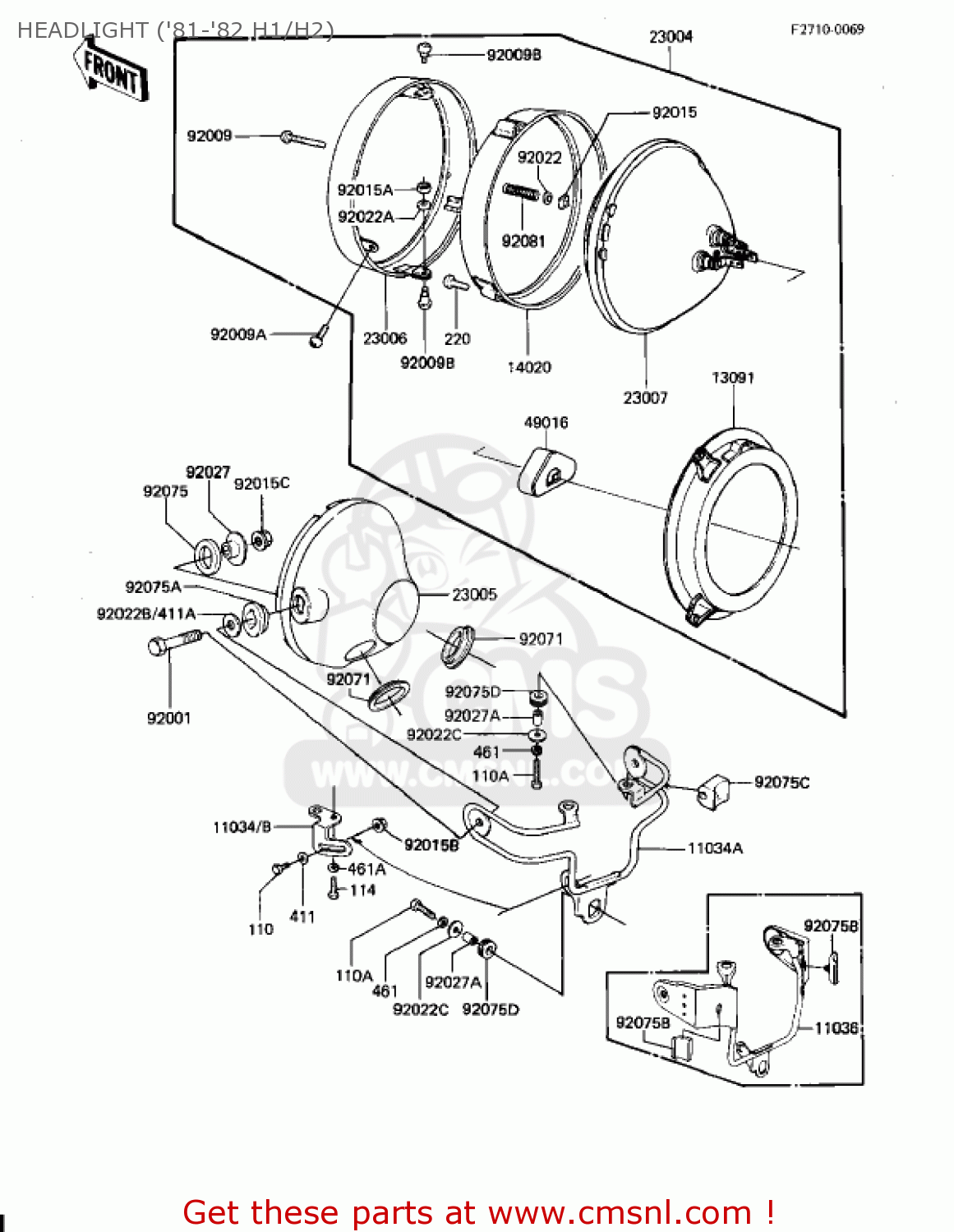 HEADLIGHT ('81-'82 H1/H2) KZ650H2 CSR 1982 USA CANADA