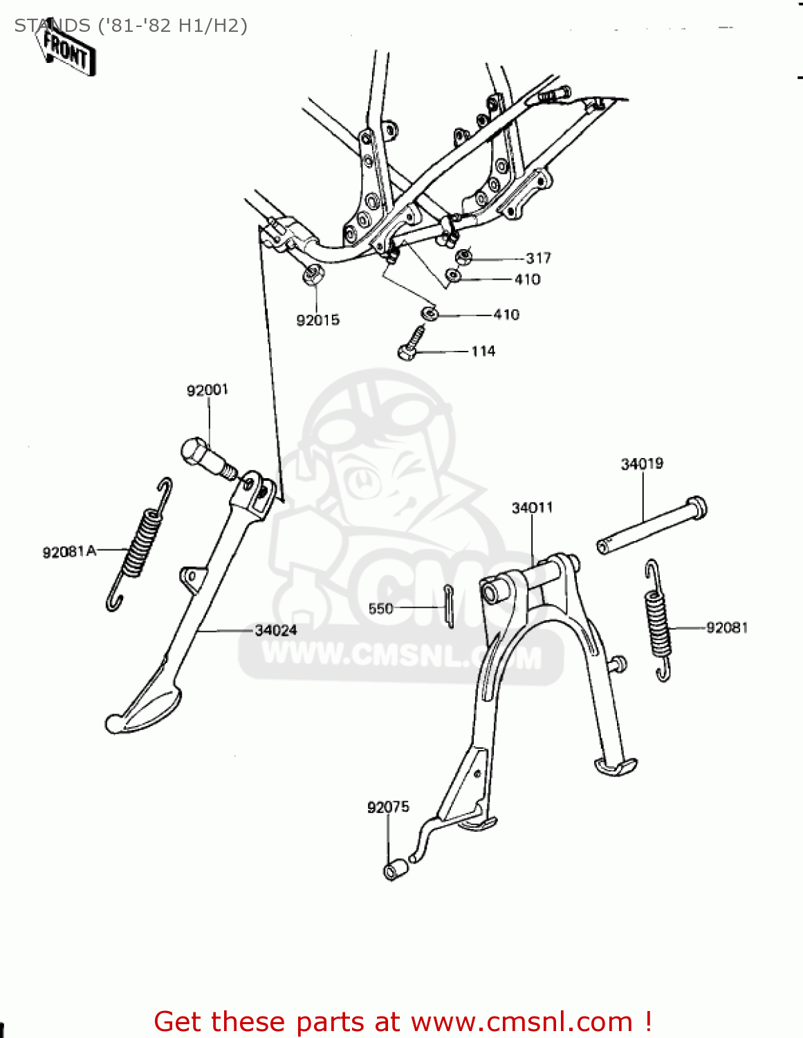 STANDS ('81-'82 H1/H2) KZ650H2 CSR 1982 USA CANADA