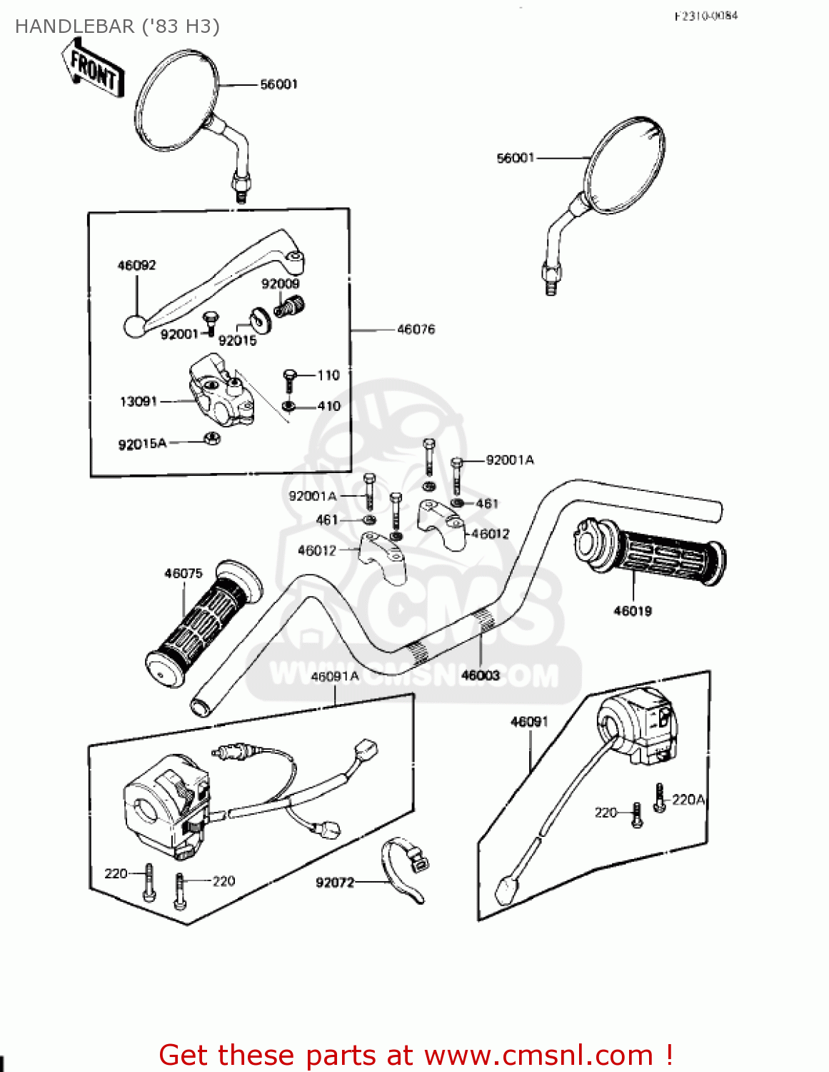 HANDLEBAR ('83 H3) KZ650H2 CSR 1982 USA CANADA