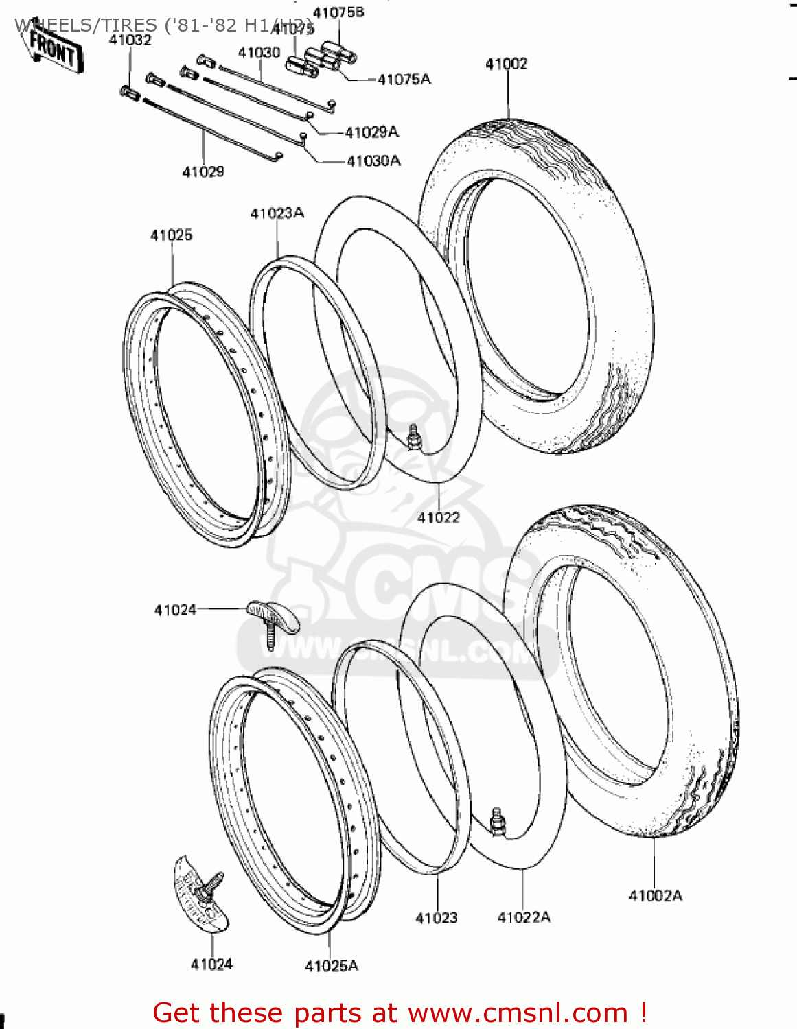 WHEELS/TIRES ('81-'82 H1/H2) KZ650H2 CSR 1982 USA CANADA