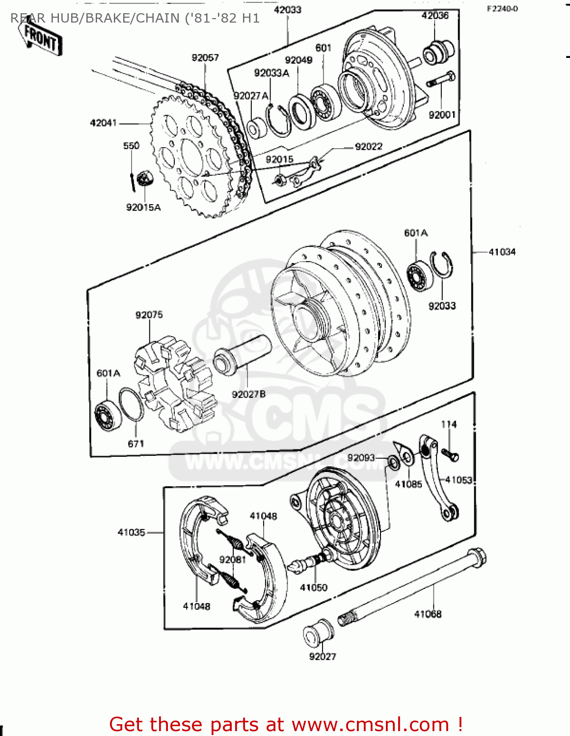 REAR HUB/BRAKE/CHAIN ('81-'82 H1 KZ650H2 CSR 1982 USA CANADA