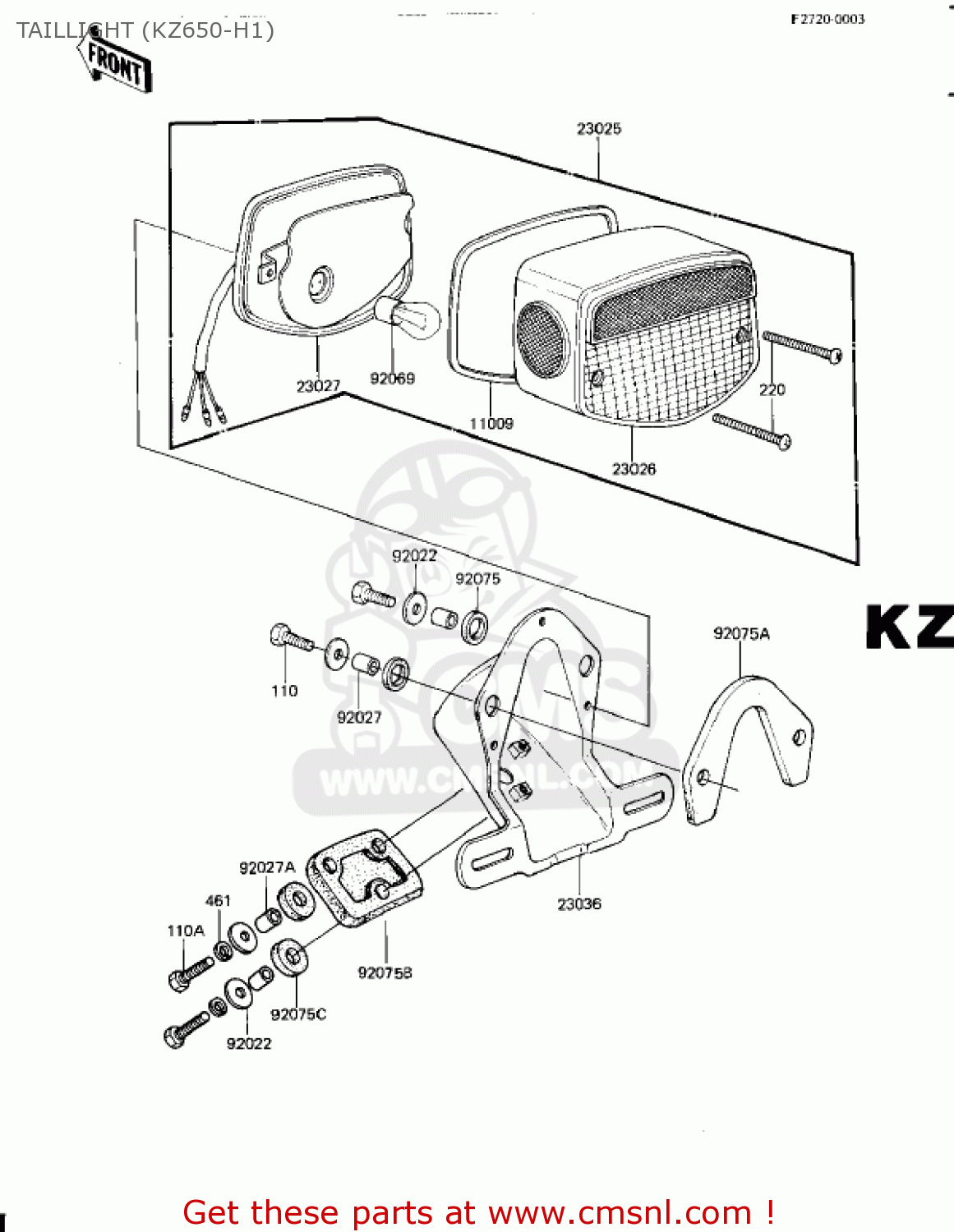 TAILLIGHT (KZ650-H1) KZ650H2 CSR 1982 USA CANADA