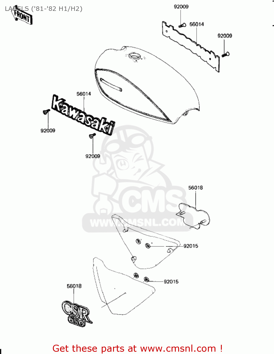 LABELS ('81-'82 H1/H2) KZ650H2 CSR 1982 USA CANADA