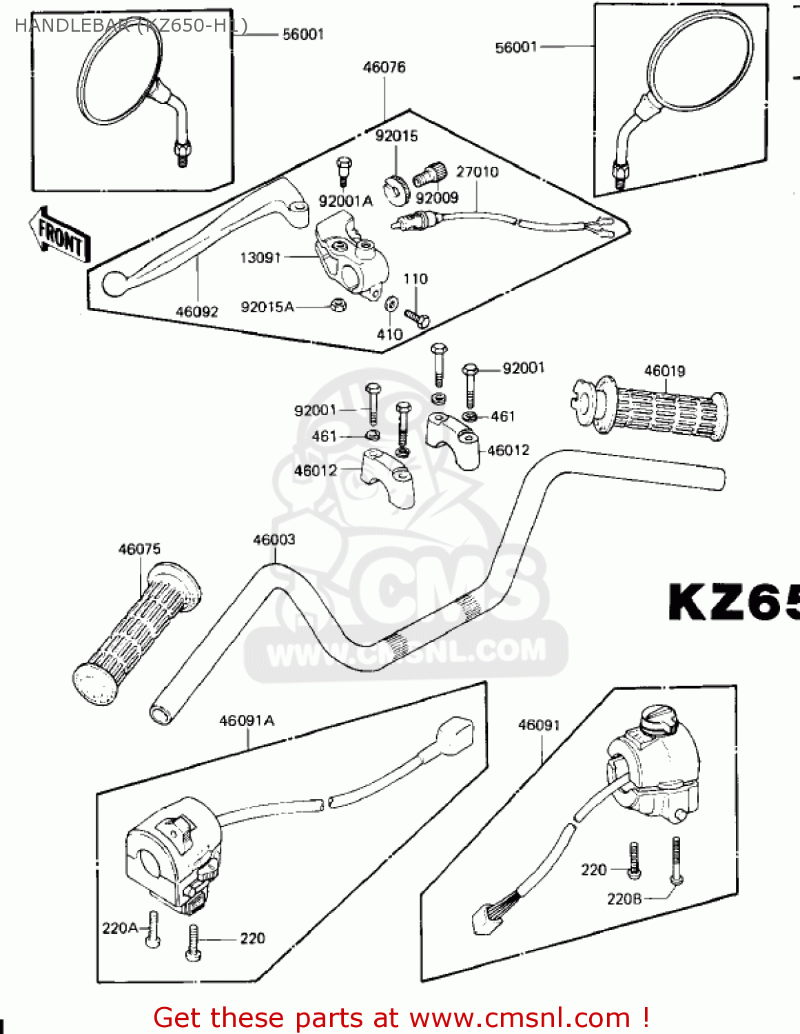 HANDLEBAR (KZ650-H1) KZ650H2 CSR 1982 USA CANADA