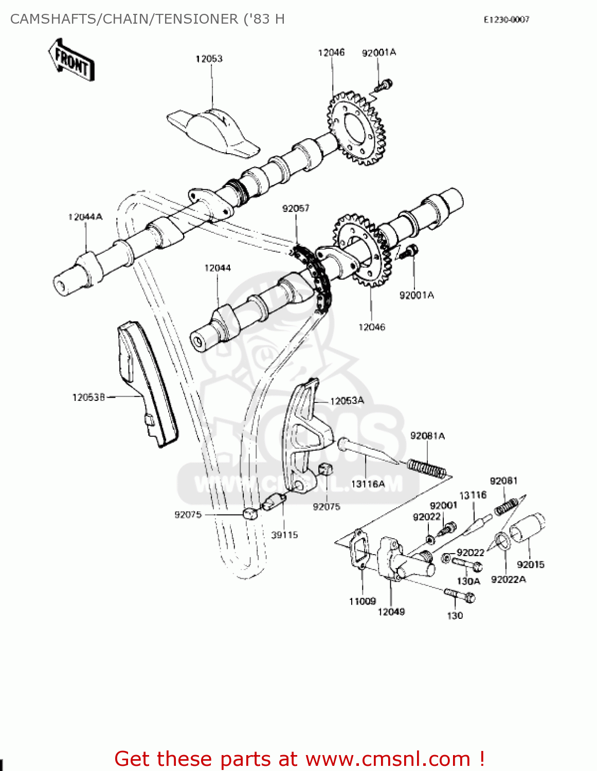 CAMSHAFTS/CHAIN/TENSIONER ('83 H KZ650H2 CSR 1982 USA CANADA