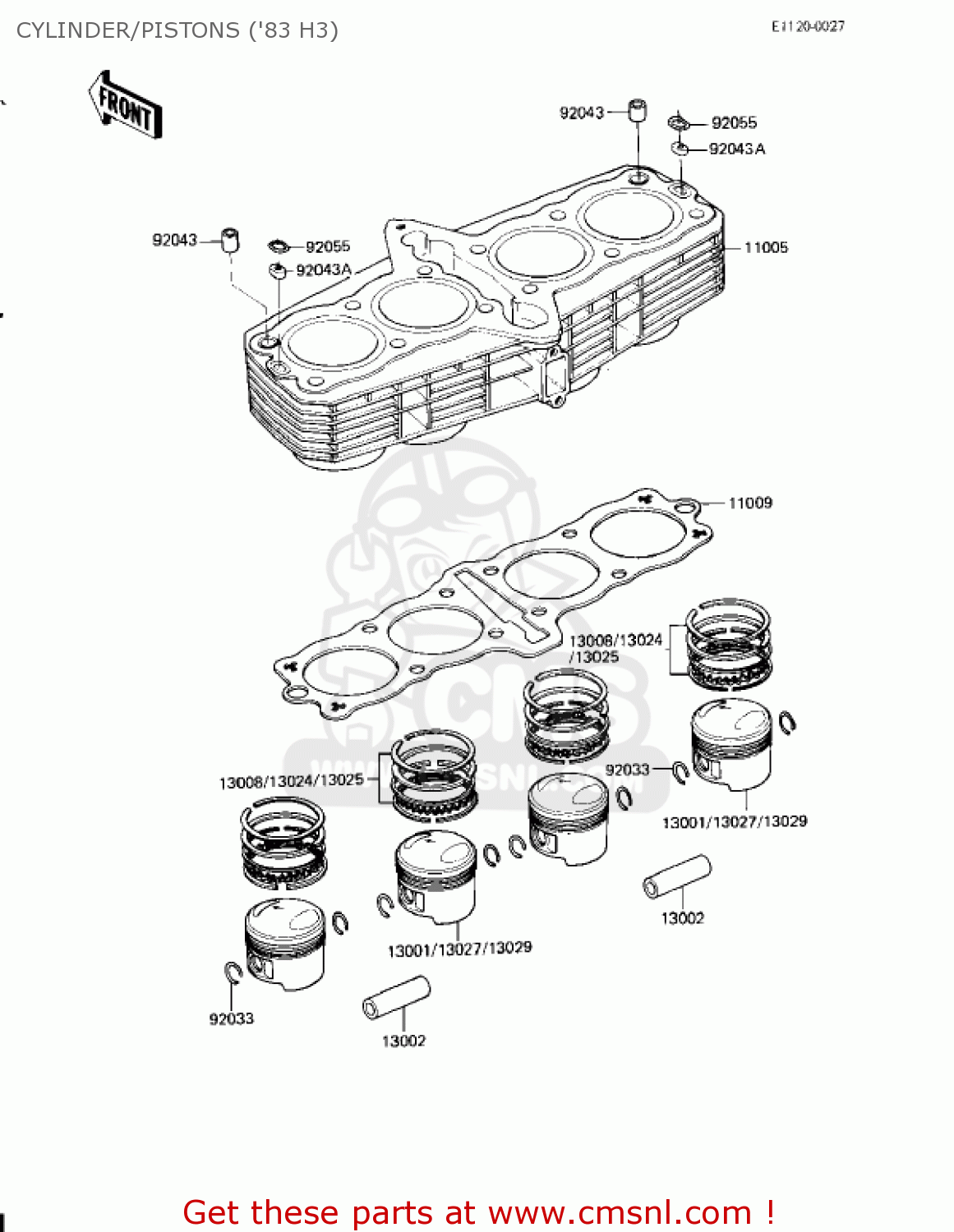 CYLINDER/PISTONS ('83 H3) KZ650H2 CSR 1982 USA CANADA