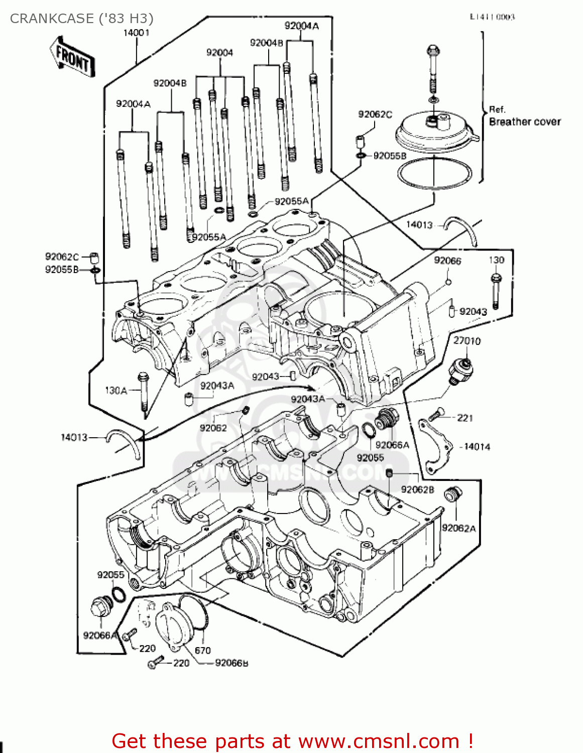 CRANKCASE ('83 H3) KZ650H2 CSR 1982 USA CANADA