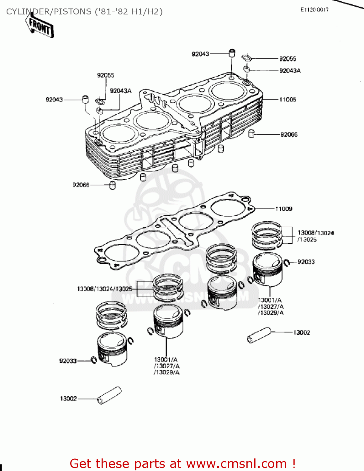 CYLINDER/PISTONS ('81-'82 H1/H2) KZ650H2 CSR 1982 USA CANADA
