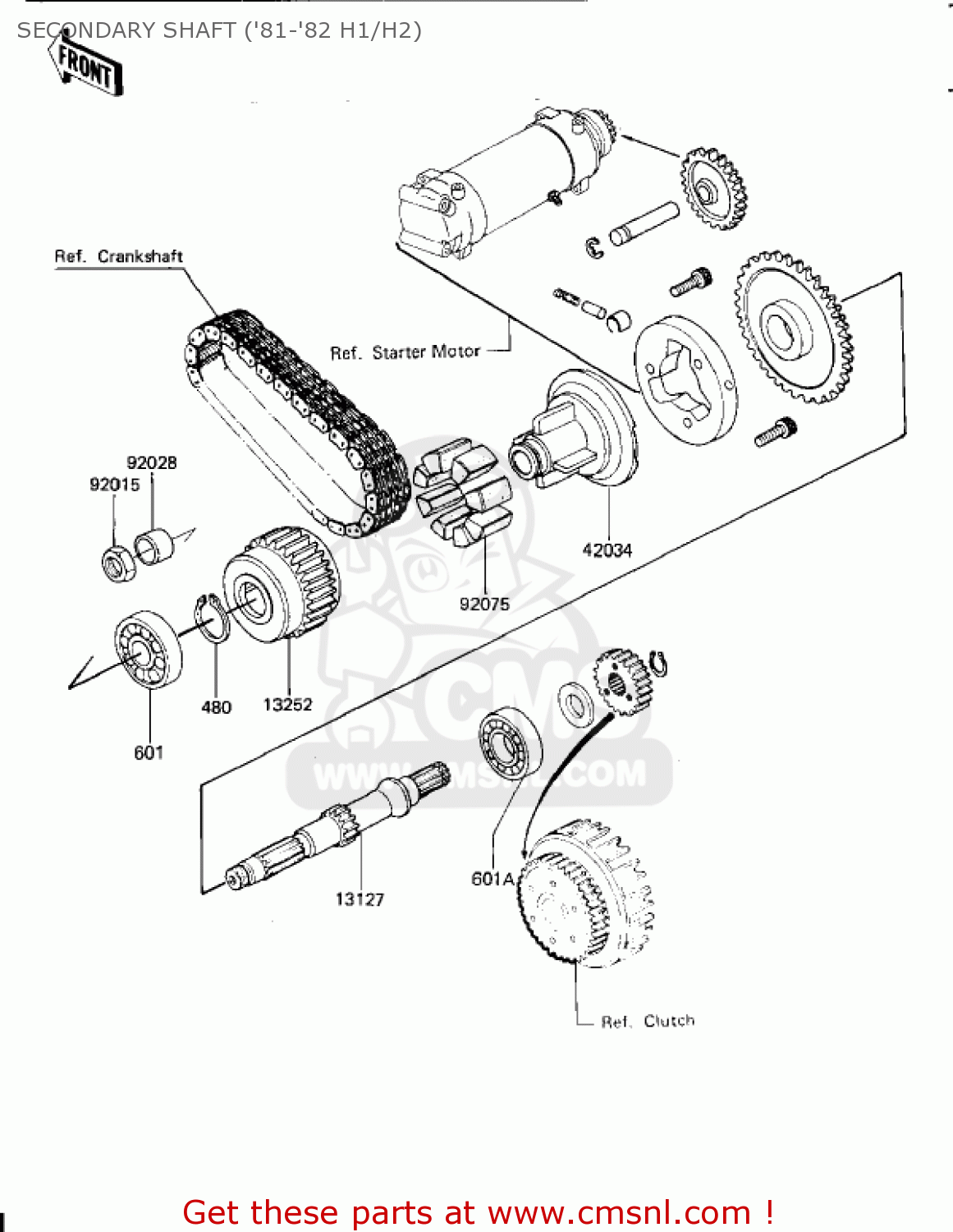 SECONDARY SHAFT ('81-'82 H1/H2) KZ650H2 CSR 1982 USA CANADA