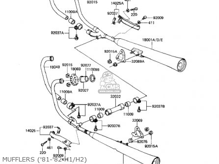 MUFFLERS ('81-'82 H1/H2) - KZ650H2 CSR 1982 USA CANADA