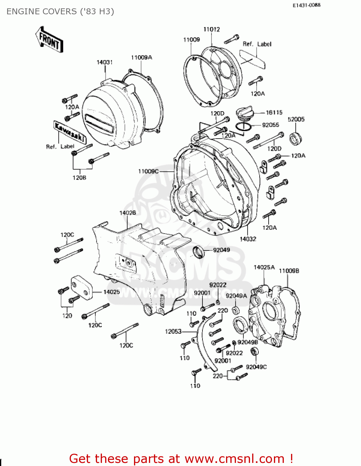 ENGINE COVERS ('83 H3) KZ650H3 CSR 1983 USA CANADA