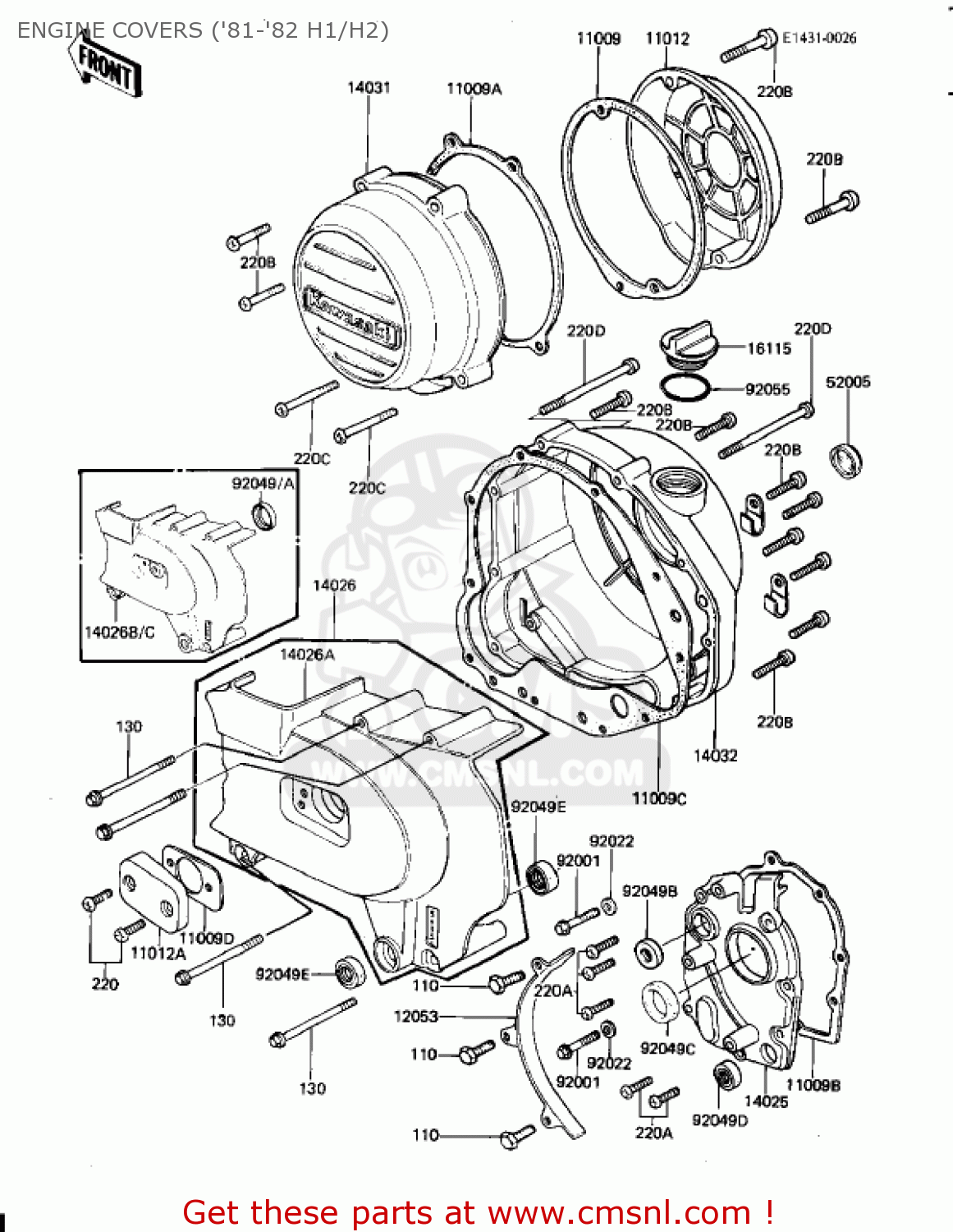 ENGINE COVERS ('81-'82 H1/H2) KZ650H3 CSR 1983 USA CANADA