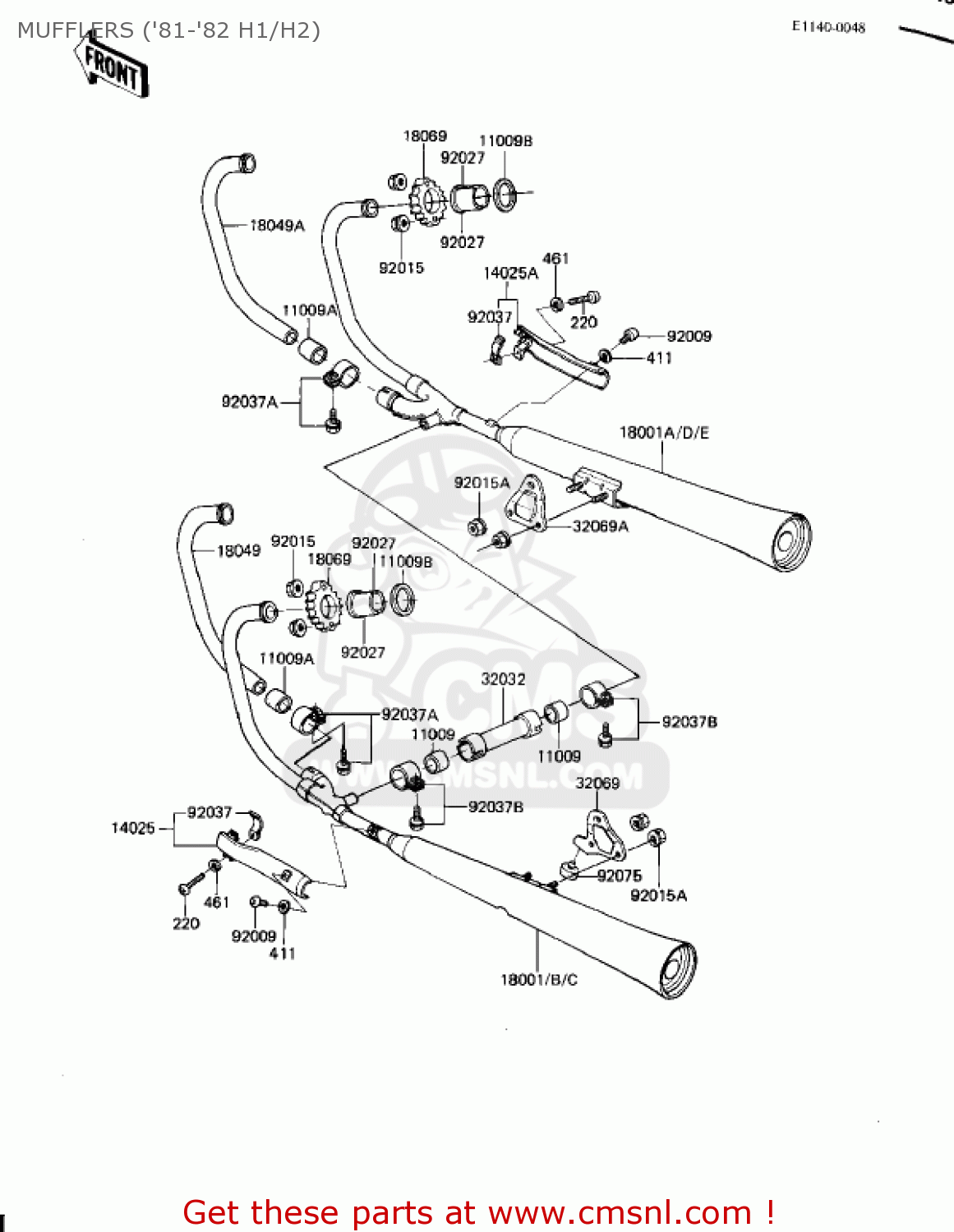 MUFFLERS ('81-'82 H1/H2) KZ650H3 CSR 1983 USA CANADA