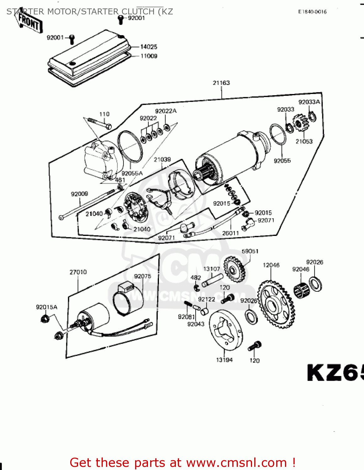 STARTER MOTOR/STARTER CLUTCH (KZ KZ650H3 CSR 1983 USA CANADA
