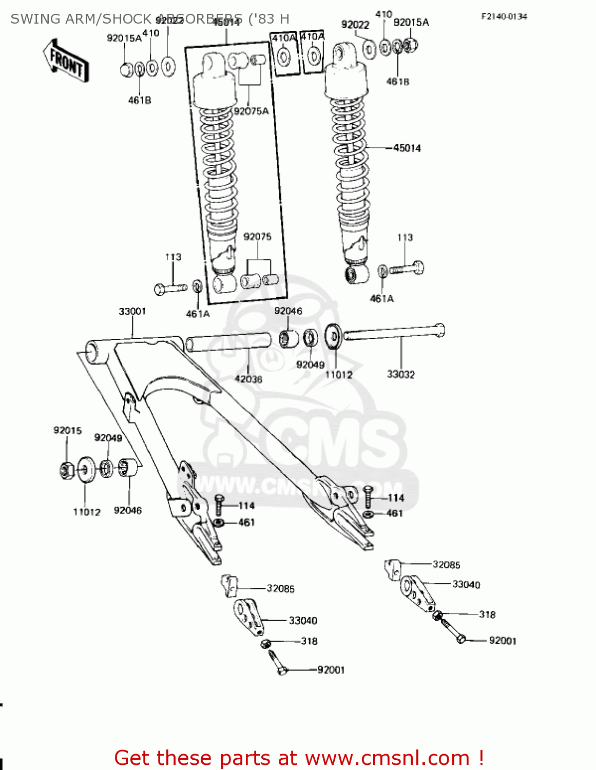 SWING ARM/SHOCK ABSORBERS ('83 H KZ650H3 CSR 1983 USA CANADA