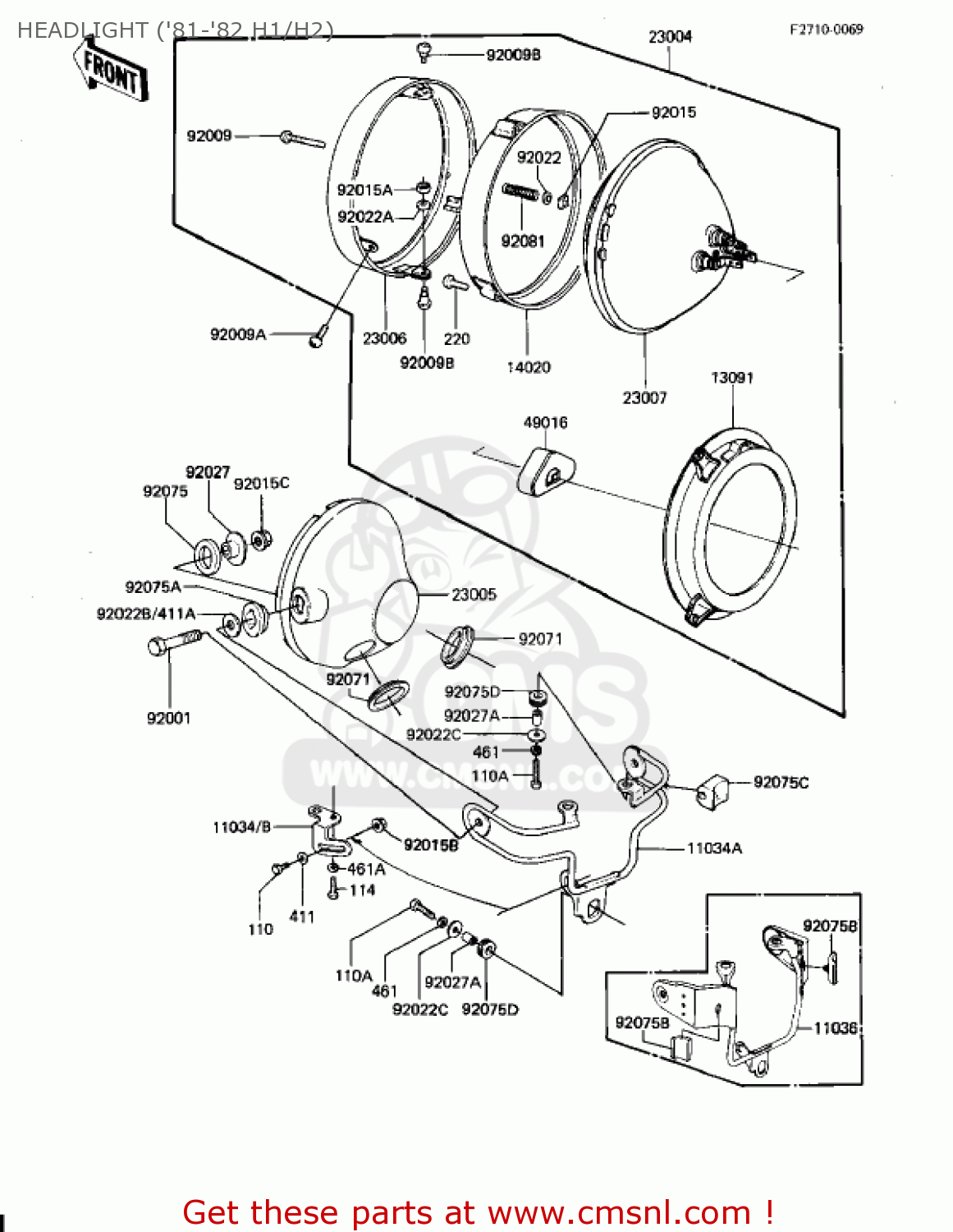 HEADLIGHT ('81-'82 H1/H2) KZ650H3 CSR 1983 USA CANADA