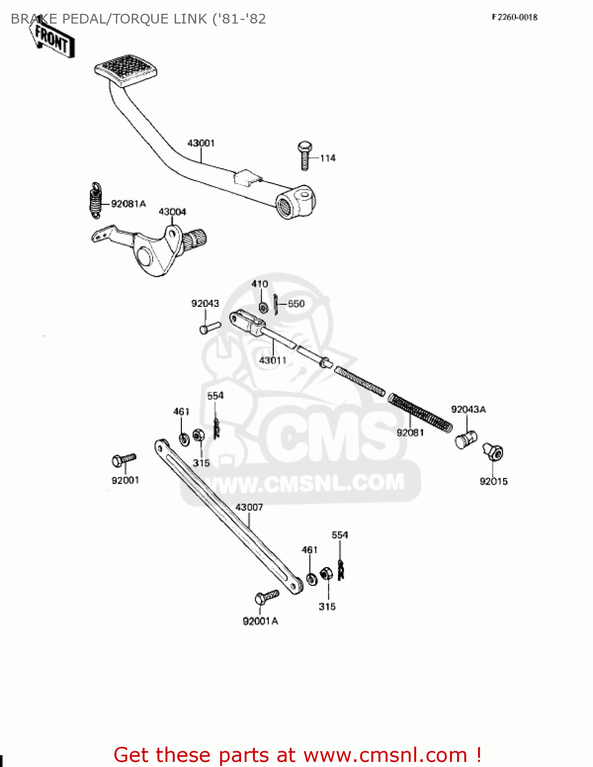 BRAKE PEDAL/TORQUE LINK ('81-'82 KZ650H3 CSR 1983 USA CANADA
