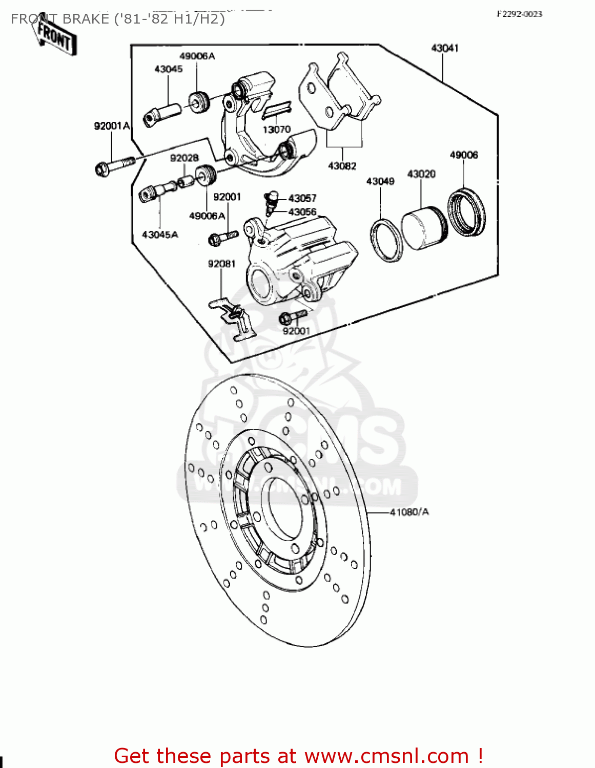 FRONT BRAKE ('81-'82 H1/H2) KZ650H3 CSR 1983 USA CANADA