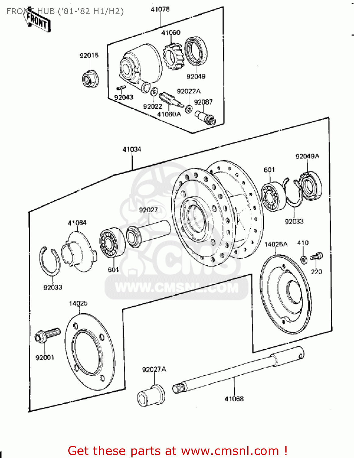 FRONT HUB ('81-'82 H1/H2) KZ650H3 CSR 1983 USA CANADA