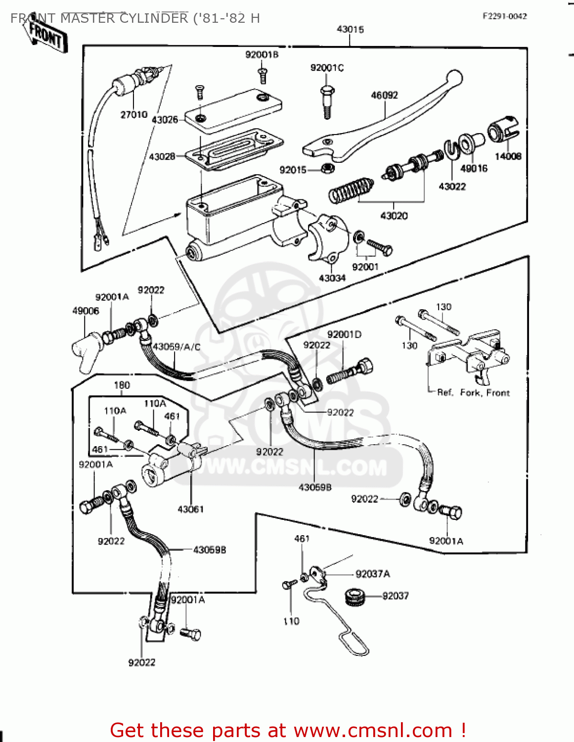 FRONT MASTER CYLINDER ('81-'82 H KZ650H3 CSR 1983 USA CANADA