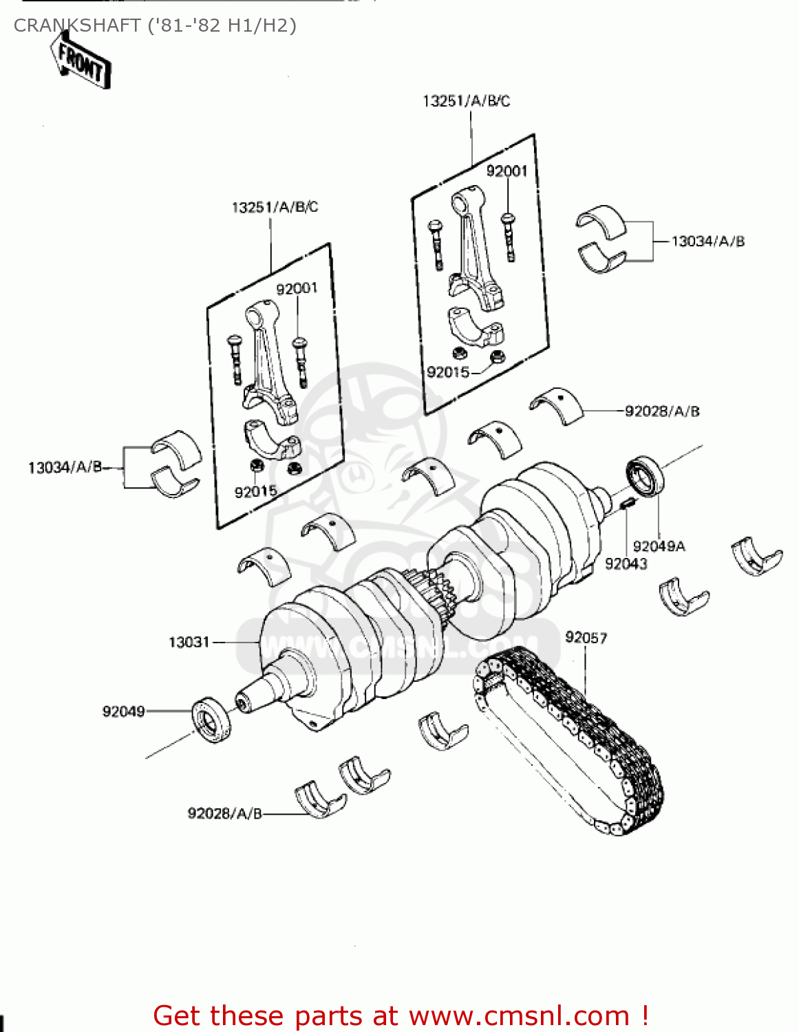 CRANKSHAFT ('81-'82 H1/H2) KZ650H3 CSR 1983 USA CANADA