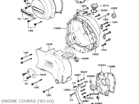 ENGINE COVERS ('83 H3) - KZ650H3 CSR 1983 USA CANADA