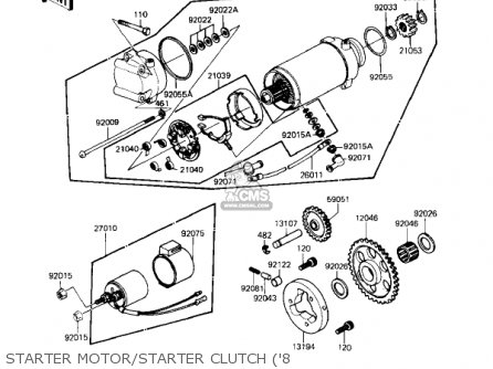 STARTER MOTOR/STARTER CLUTCH ('8 - KZ650H3 CSR 1983 USA CANADA