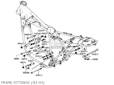 FRAME FITTINGS ('83 H3) - KZ650H3 CSR 1983 USA CANADA
