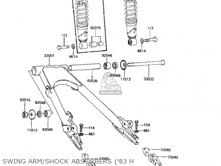 SWING ARM/SHOCK ABSORBERS ('83 H - KZ650H3 CSR 1983 USA CANADA