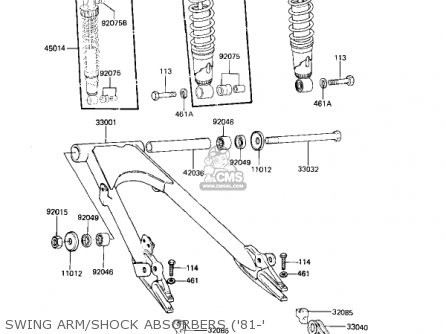 SWING ARM/SHOCK ABSORBERS ('81-' - KZ650H3 CSR 1983 USA CANADA