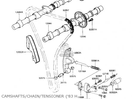 CAMSHAFTS/CHAIN/TENSIONER ('83 H - KZ650H3 CSR 1983 USA CANADA