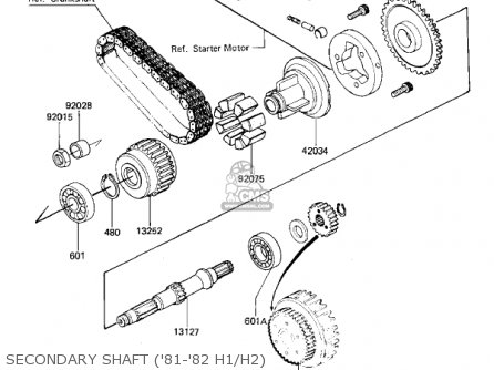 SECONDARY SHAFT ('81-'82 H1/H2) - KZ650H3 CSR 1983 USA CANADA