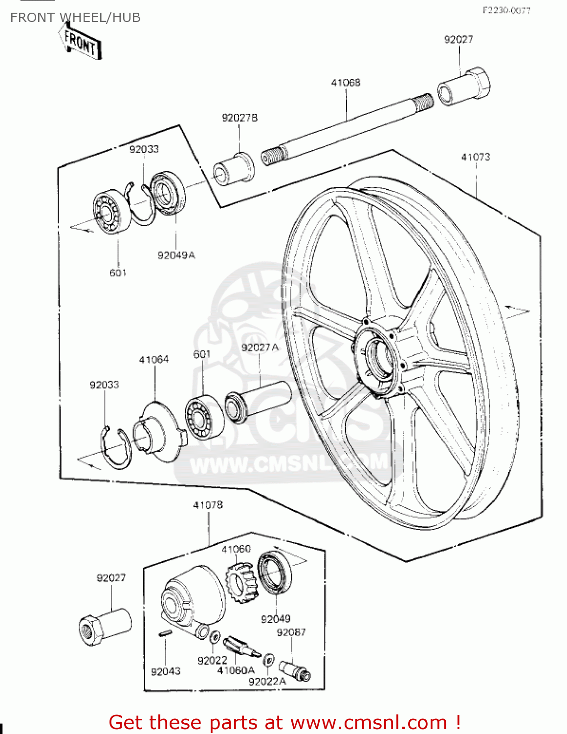 FRONT WHEEL/HUB KZ700A1 1984 USA CALIFORNIA
