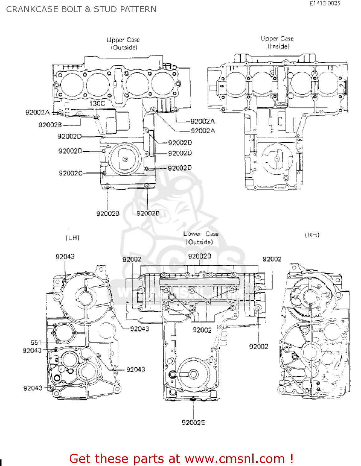 CRANKCASE BOLT & STUD PATTERN KZ700A1 1984 USA CALIFORNIA