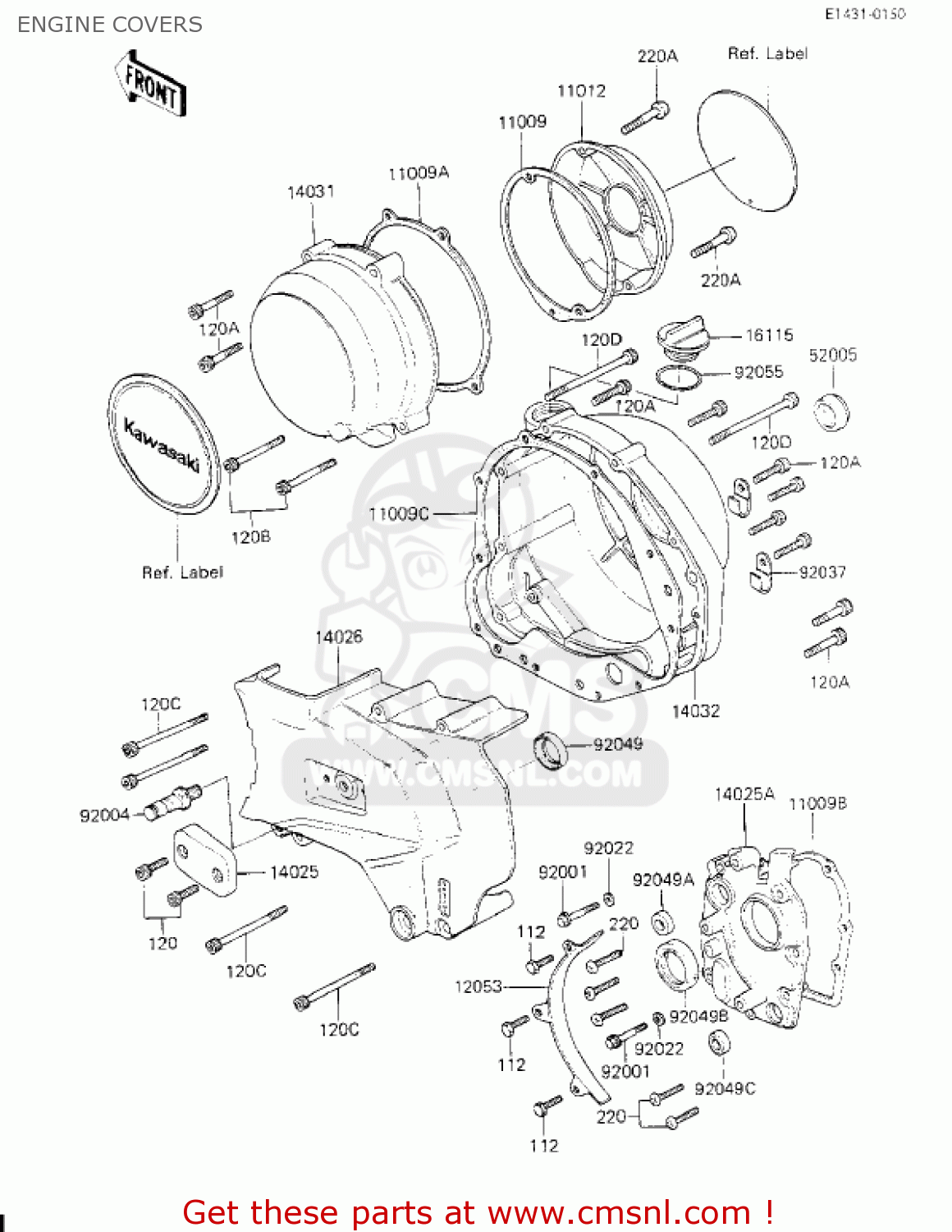 ENGINE COVERS KZ700A1 1984 USA CALIFORNIA