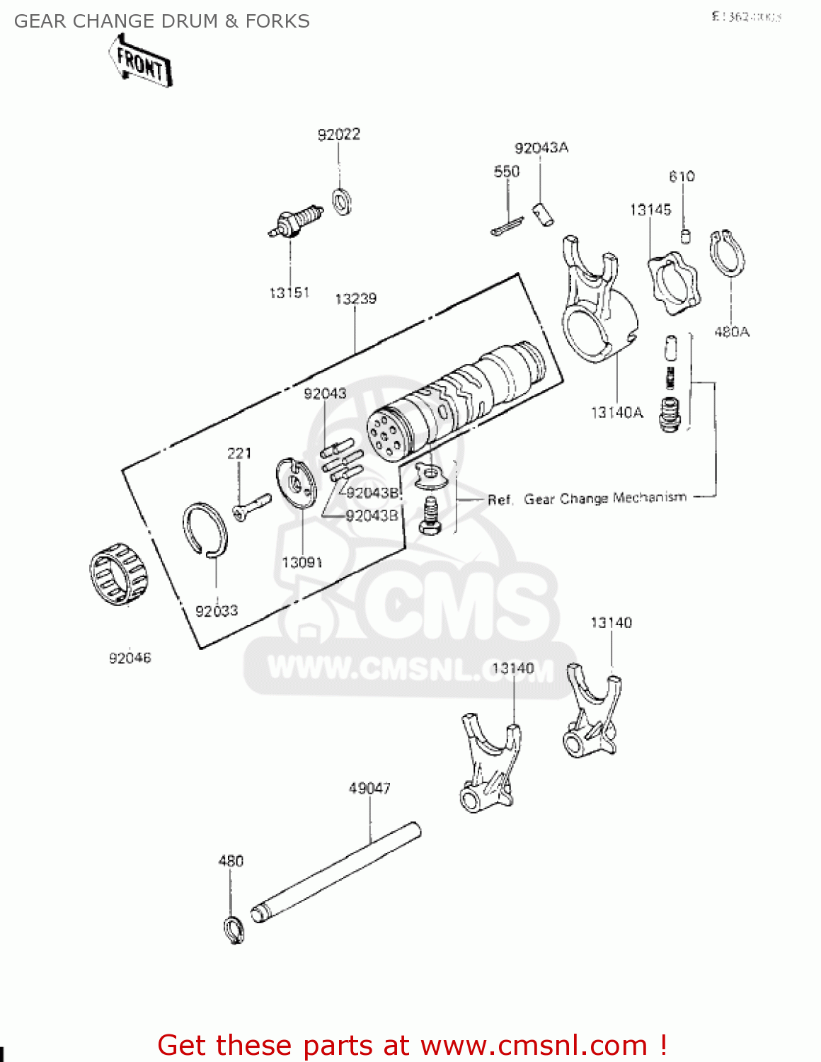 GEAR CHANGE DRUM & FORKS KZ700A1 1984 USA CALIFORNIA