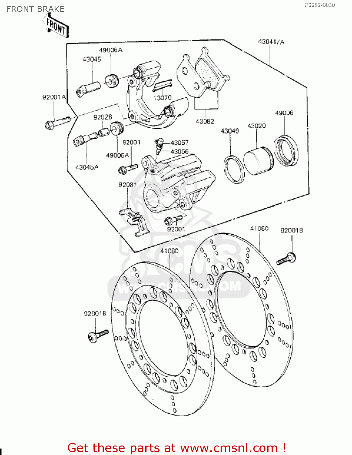 FRONT BRAKE KZ700A1 1984 USA CALIFORNIA